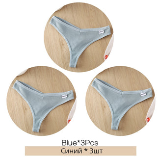 3Pcs/Set Women Cotton Thongs Panties Sexy Low Waist G-String Briefs Ladies lringerie.