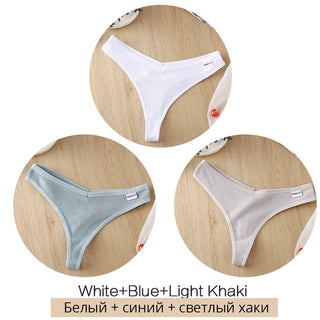 3Pcs/Set Women Cotton Thongs Panties Sexy Low Waist G-String Briefs Ladies lringerie.