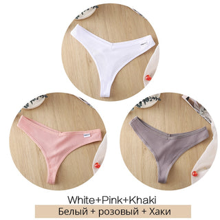 3Pcs/Set Women Cotton Thongs Panties Sexy Low Waist G-String Briefs Ladies lringerie.