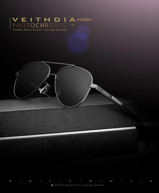 VEITHDIA Men's Sunglasses Aluminum Photochromic Women Polarized Sun Glasses 6699