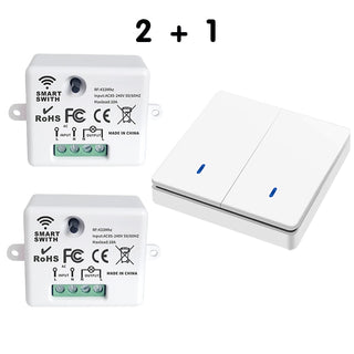 Interruptor intel·ligent sense fil 433Mhz RF 86 Interruptor de panell de paret amb comandament a distància Mini receptor de relé 220V Ventilador de llum LED per a la llar