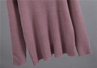 New Casual Two Pieces Turtle Neck Sweater and Midi Skirt Female Warm Suits with Skirt