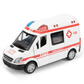 Hospital Rescue Ambulance Emergency Police Alloy Metal Diecast Cars Model Sound Light Educational Kids Toys For Childr