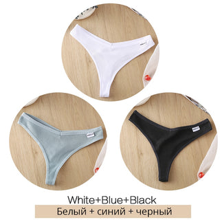 3Pcs/Set Women Cotton Thongs Panties Sexy Low Waist G-String Briefs Ladies lringerie.