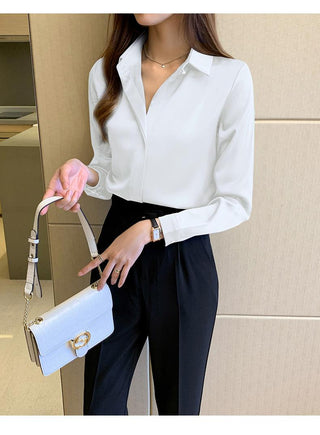 Satin Silk Women's Shirt Long Sleeve Fashion Woman Blouses 2023