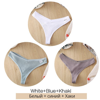 3Pcs/Set Women Cotton Thongs Panties Sexy Low Waist G-String Briefs Ladies lringerie.