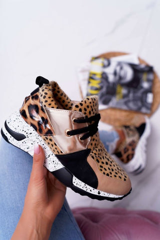 Women Sneakers Lace-Up Sports Shoes for Leopard