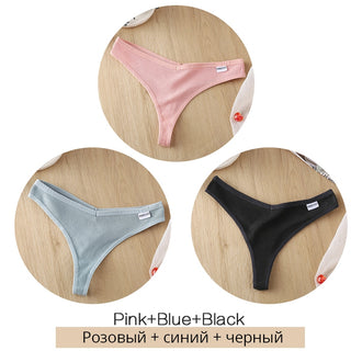 3Pcs/Set Women Cotton Thongs Panties Sexy Low Waist G-String Briefs Ladies lringerie.