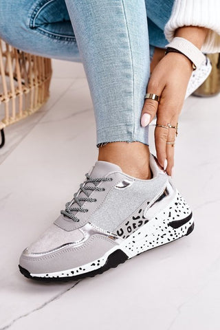 Women Sneakers Lace-Up Sports Shoes for Leopard