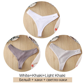 3Pcs/Set Women Cotton Thongs Panties Sexy Low Waist G-String Briefs Ladies lringerie.