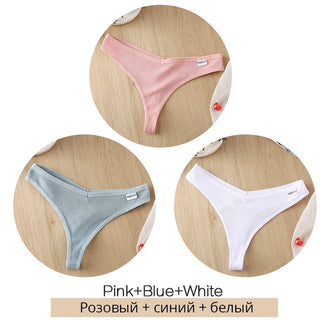 3Pcs/Set Women Cotton Thongs Panties Sexy Low Waist G-String Briefs Ladies lringerie.