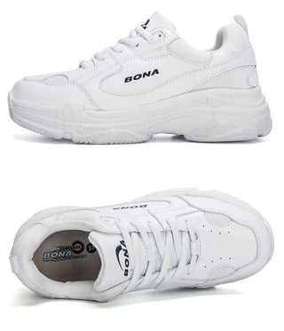 BONA New Designers White Sneakers Women Flats vulcanize Shoes