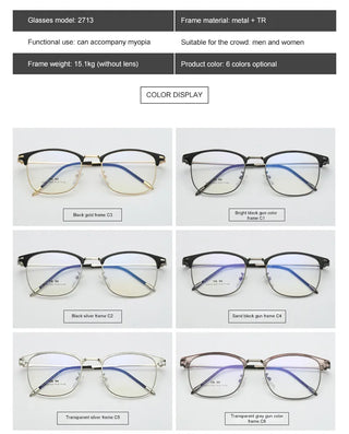 Flat Lens Cat Eye Glasses Anti Blue Light Goggles Glasses Open-Ball Fashion Metal Glass Frame