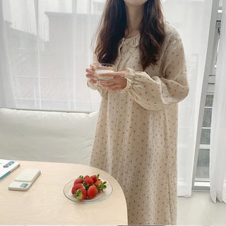 Ruffles Sleep Dress Women Long Sleeve  SLEAPWEAR