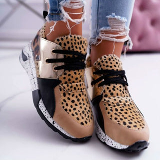 Women Sneakers Lace-Up Sports Shoes for Leopard