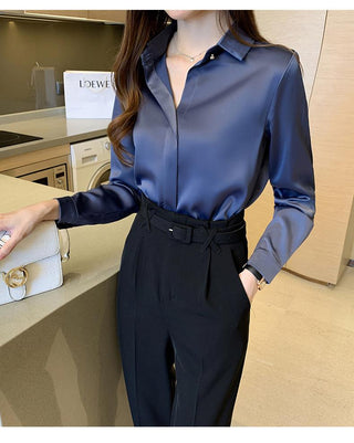 Satin Silk Women's Shirt Long Sleeve Fashion Woman Blouses 2023