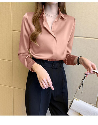 Satin Silk Women's Shirt Long Sleeve Fashion Woman Blouses 2023