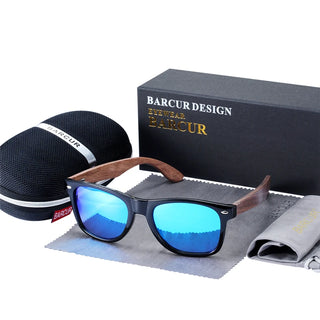 BARCUR High Quality Black women&Male UV400 Wooden Sunglass Shades