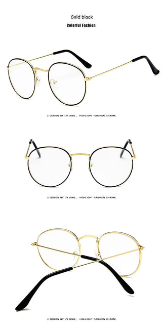 Woman Glasses Optical Frames Metal Round Glasses Frame Clear lens Eyeware Black Silver Gold Eye Glass