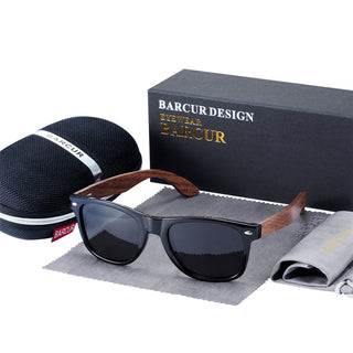 BARCUR High Quality Black women&Male UV400 Wooden Sunglass Shades