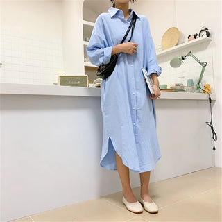 Cotton Women Blouse Shirt Dress