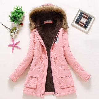 new winter military coats women cotton wadded hooded jacket medium-long casual parka thickness  XXXL