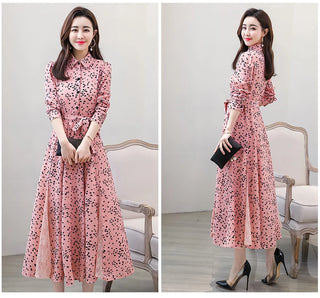 New chiffon stitching lace Dress lady elegant temperament long dress