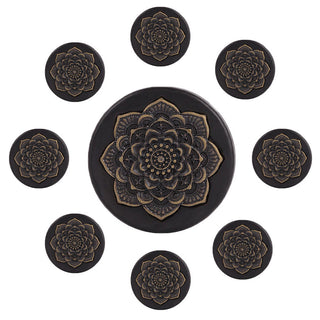 New Style 2PCS Black Natural Wood Mandala Flower Ear Plugs Tunnels Ear Expanders Earring Gauges Piercing Plug Ears Body Jewelry