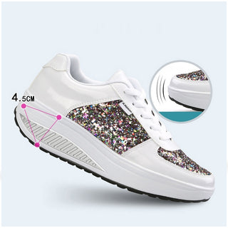 Women's Ladies Wedges Sneakers Sequins Shake Shoes