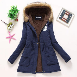 new winter military coats women cotton wadded hooded jacket medium-long casual parka thickness  XXXL