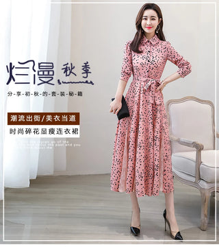 New chiffon stitching lace Dress lady elegant temperament long dress