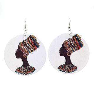 YD&YDBZ 2019 New Ethnic Style Big Round Drop Earrings For Women Wood Printing Earrings Fashion Punk Girls Jewelry Accessories