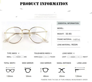 Woman Glasses Optical Frames Metal Round Glasses Frame Clear lens Eyeware Black Silver Gold Eye Glass