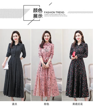 New chiffon stitching lace Dress lady elegant temperament long dress