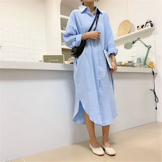 Cotton Women Blouse Shirt Dress