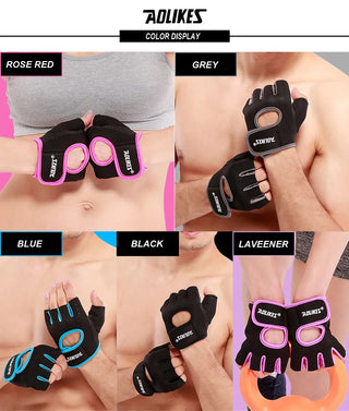 AOLIKES 1 Pair Men Women Gym Half Finger Sports Fitness Exercise Training Wrist Gloves Anti-slip Resistance Weightlifting Gloves