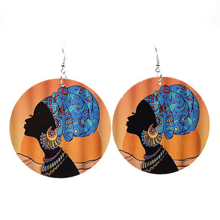 YD&YDBZ 2019 New Ethnic Style Big Round Drop Earrings For Women Wood Printing Earrings Fashion Punk Girls Jewelry Accessories