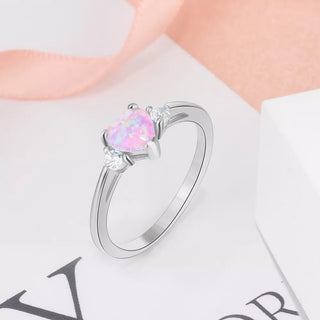 Classic Eternal Heart Rings Silver Color Blue Pink White