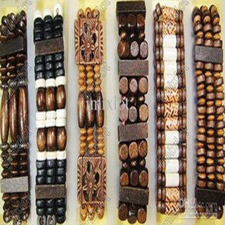 Mix Lot 5Pcs/lot Natural Wood Beads Charm Bracelets Fashion Jewelry Mix Style Wooden Adjustable Bracelet Cuff Bangle Wholesale