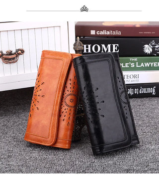 Leather handbag Practical Women Purses Vintage Long Wallets