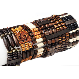 Mix Lot 5Pcs/lot Natural Wood Beads Charm Bracelets Fashion Jewelry Mix Style Wooden Adjustable Bracelet Cuff Bangle Wholesale