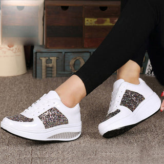 Women's Ladies Wedges Sneakers Sequins Shake Shoes