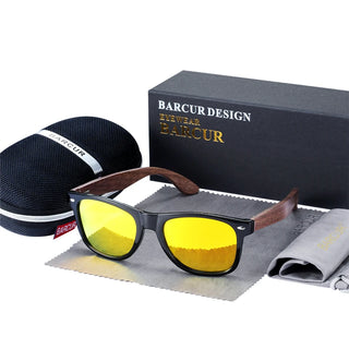 BARCUR High Quality Black women&Male UV400 Wooden Sunglass Shades