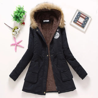 new winter military coats women cotton wadded hooded jacket medium-long casual parka thickness  XXXL