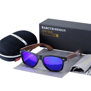 BARCUR High Quality Black women&Male UV400 Wooden Sunglass Shades