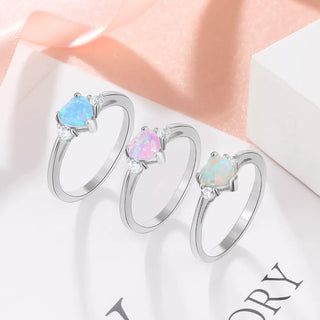 Classic Eternal Heart Rings Silver Color Blue Pink White