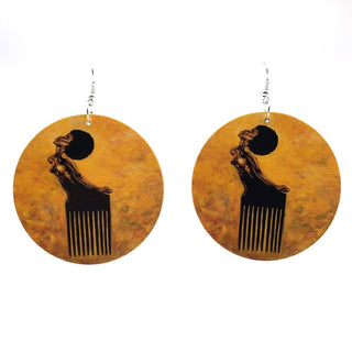 YD&YDBZ 2019 New Ethnic Style Big Round Drop Earrings For Women Wood Printing Earrings Fashion Punk Girls Jewelry Accessories