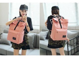 Women External USB Charge Backpack Nylon Rucksack