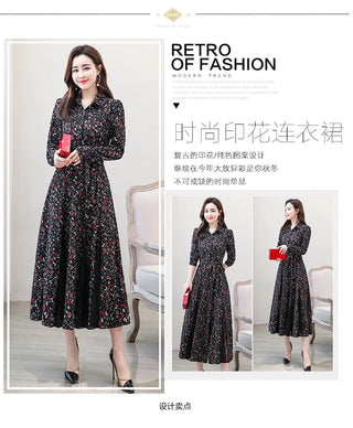 New chiffon stitching lace Dress lady elegant temperament long dress