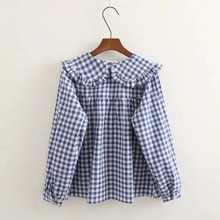 Women Plaid Shirt Long Sleeve Spring Summer Tops